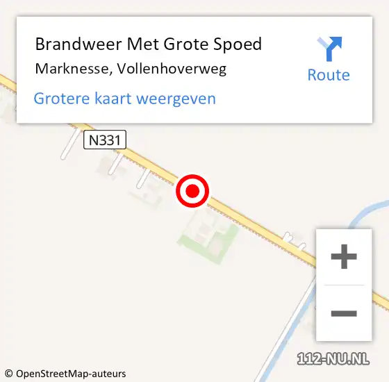 Locatie op kaart van de 112 melding: Brandweer Met Grote Spoed Naar Marknesse, Vollenhoverweg op 5 juli 2018 05:51