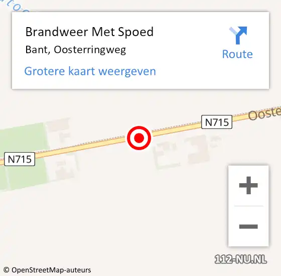 Locatie op kaart van de 112 melding: Brandweer Met Spoed Naar Bant, Oosterringweg op 5 juli 2018 06:44