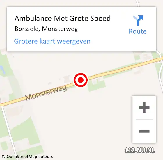 Locatie op kaart van de 112 melding: Ambulance Met Grote Spoed Naar Borssele, Monsterweg op 5 juli 2018 08:07