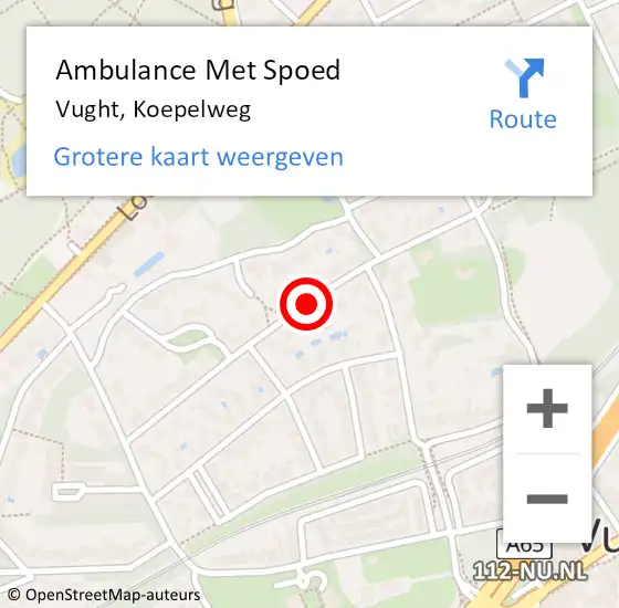 Locatie op kaart van de 112 melding: Ambulance Met Spoed Naar Vught, Koepelweg op 5 juli 2018 08:25