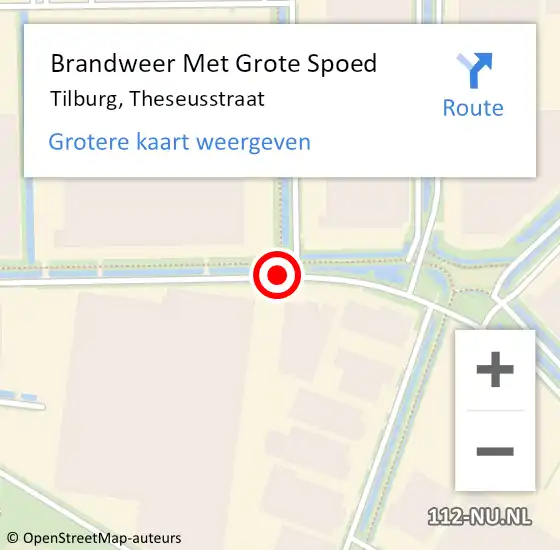 Locatie op kaart van de 112 melding: Brandweer Met Grote Spoed Naar Tilburg, Theseusstraat op 5 juli 2018 08:29