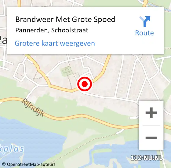 Locatie op kaart van de 112 melding: Brandweer Met Grote Spoed Naar Pannerden, Schoolstraat op 5 juli 2018 08:34