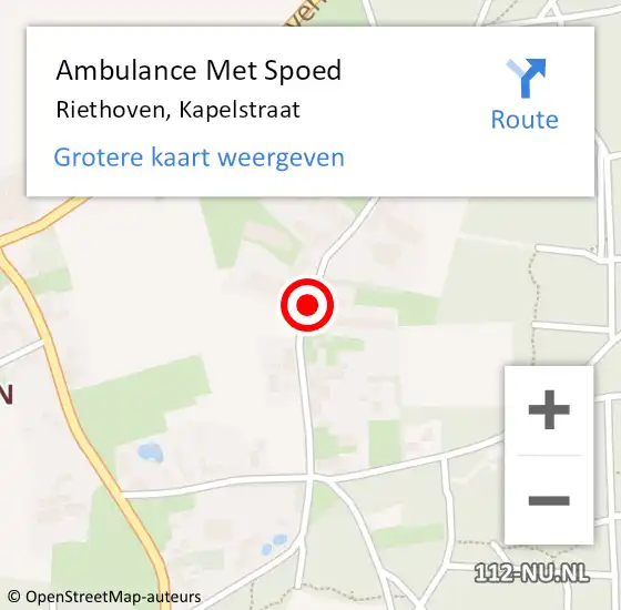 Locatie op kaart van de 112 melding: Ambulance Met Spoed Naar Riethoven, Kapelstraat op 5 juli 2018 09:27