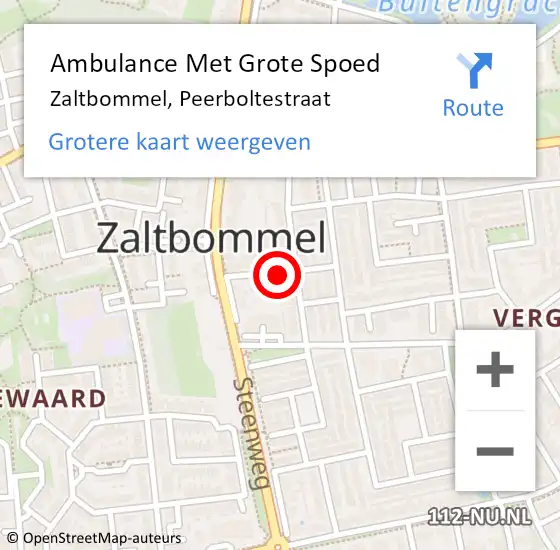 Locatie op kaart van de 112 melding: Ambulance Met Grote Spoed Naar Zaltbommel, Peerboltestraat op 5 juli 2018 09:31