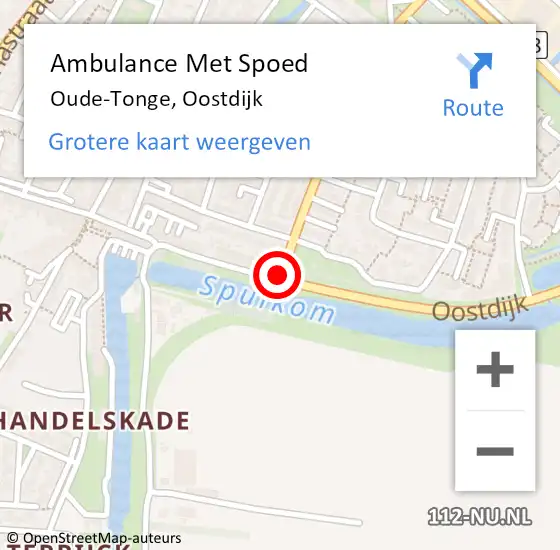 Locatie op kaart van de 112 melding: Ambulance Met Spoed Naar Oude-Tonge, Oostdijk op 5 juli 2018 09:33