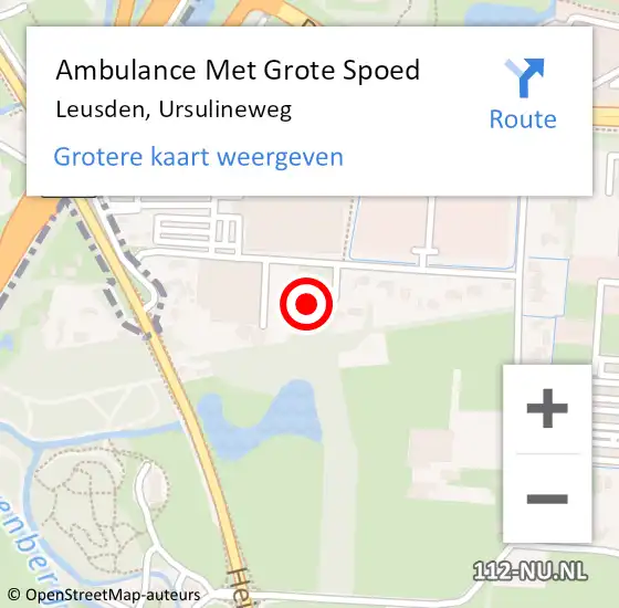 Locatie op kaart van de 112 melding: Ambulance Met Grote Spoed Naar Leusden, Ursulineweg op 5 juli 2018 09:54