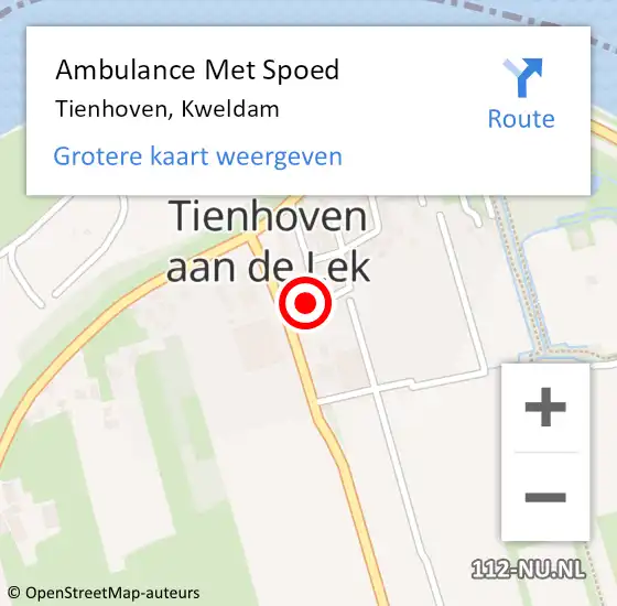 Locatie op kaart van de 112 melding: Ambulance Met Spoed Naar Tienhoven, Kweldam op 5 juli 2018 10:08