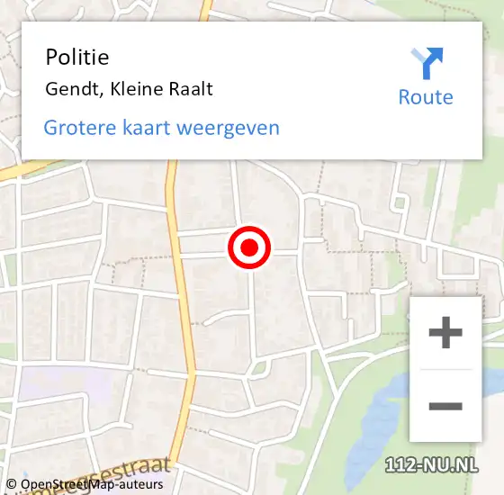 Locatie op kaart van de 112 melding: Politie Gendt, Kleine Raalt op 5 juli 2018 10:36