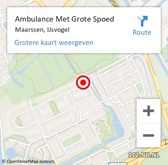 Locatie op kaart van de 112 melding: Ambulance Met Grote Spoed Naar Maarssen, IJsvogel op 5 juli 2018 10:47