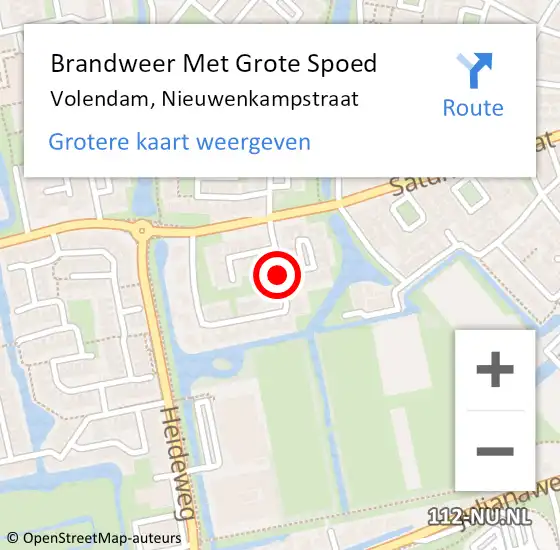 Locatie op kaart van de 112 melding: Brandweer Met Grote Spoed Naar Volendam, Nieuwenkampstraat op 5 juli 2018 11:08