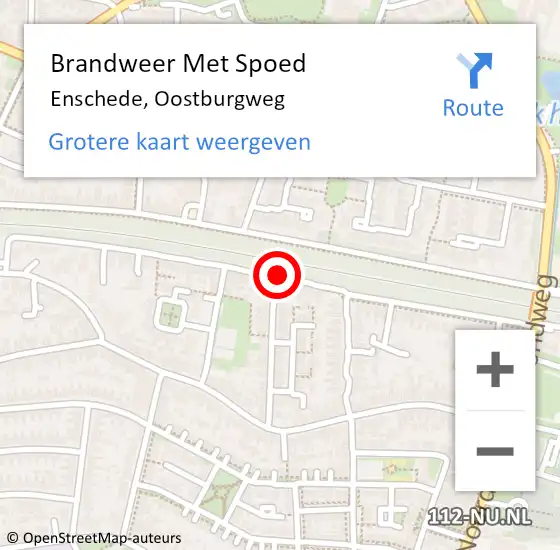 Locatie op kaart van de 112 melding: Brandweer Met Spoed Naar Enschede, Oostburgweg op 5 juli 2018 11:29