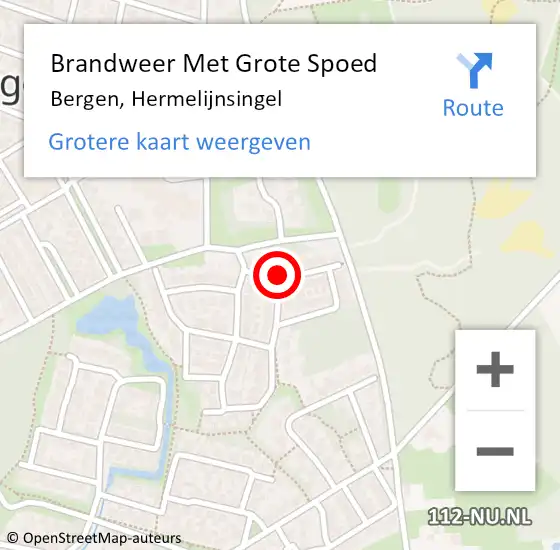 Locatie op kaart van de 112 melding: Brandweer Met Grote Spoed Naar Bergen, Hermelijnsingel op 5 juli 2018 12:09