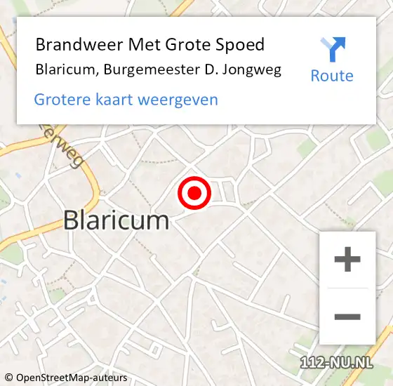 Locatie op kaart van de 112 melding: Brandweer Met Grote Spoed Naar Blaricum, Burgemeester D. Jongweg op 5 juli 2018 12:36