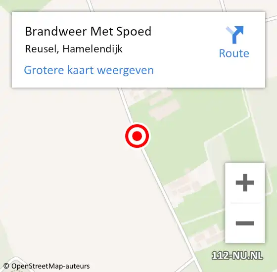 Locatie op kaart van de 112 melding: Brandweer Met Spoed Naar Reusel, Hamelendijk op 5 juli 2018 12:51