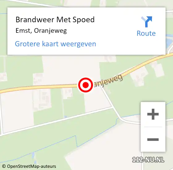 Locatie op kaart van de 112 melding: Brandweer Met Spoed Naar Emst, Oranjeweg op 5 juli 2018 12:55