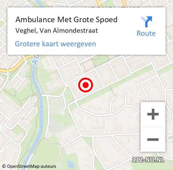 Locatie op kaart van de 112 melding: Ambulance Met Grote Spoed Naar Veghel, Van Almondestraat op 5 juli 2018 13:05