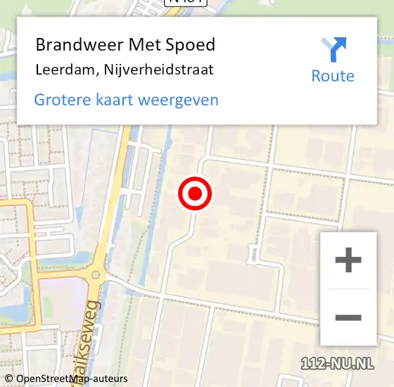 Locatie op kaart van de 112 melding: Brandweer Met Spoed Naar Leerdam, Nijverheidstraat op 5 juli 2018 13:09