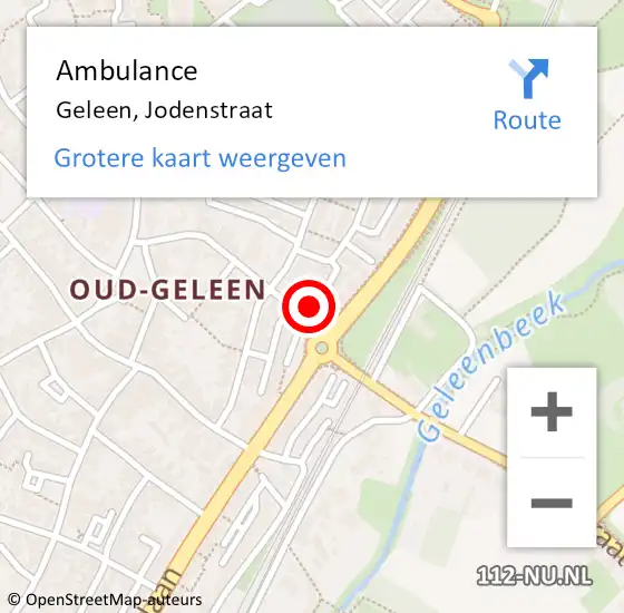 Locatie op kaart van de 112 melding: Ambulance Geleen, Jodenstraat op 1 maart 2014 22:18