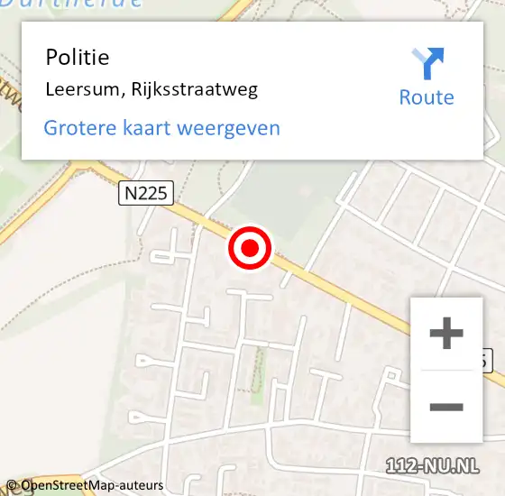 Locatie op kaart van de 112 melding: Politie Leersum, Rijksstraatweg op 5 juli 2018 14:30