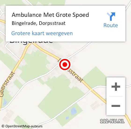 Locatie op kaart van de 112 melding: Ambulance Met Grote Spoed Naar Bingelrade, Dorpsstraat op 1 maart 2014 22:26