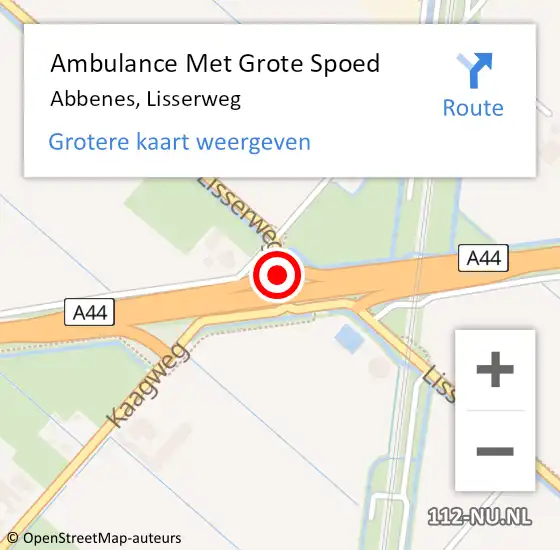 Locatie op kaart van de 112 melding: Ambulance Met Grote Spoed Naar Abbenes, Lisserweg op 5 juli 2018 14:44