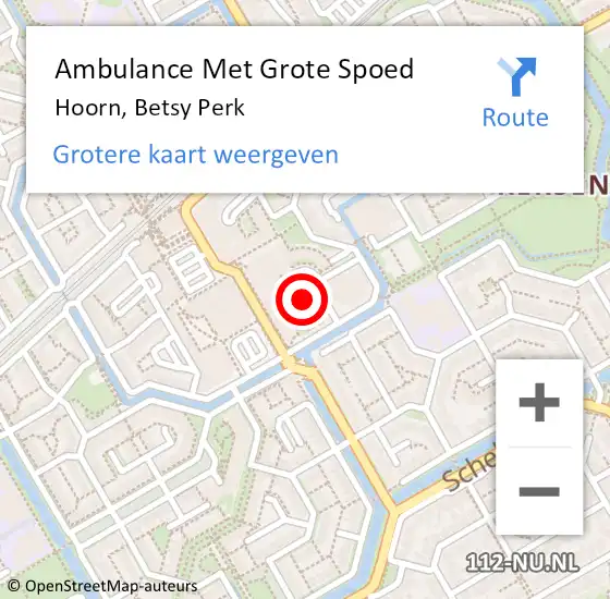 Locatie op kaart van de 112 melding: Ambulance Met Grote Spoed Naar Hoorn, Betsy Perk op 5 juli 2018 15:01