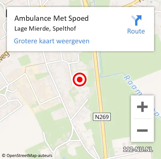 Locatie op kaart van de 112 melding: Ambulance Met Spoed Naar Lage Mierde, Spelthof op 5 juli 2018 15:05