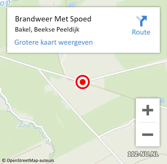 Locatie op kaart van de 112 melding: Brandweer Met Spoed Naar Bakel, Beekse Peeldijk op 5 juli 2018 15:23