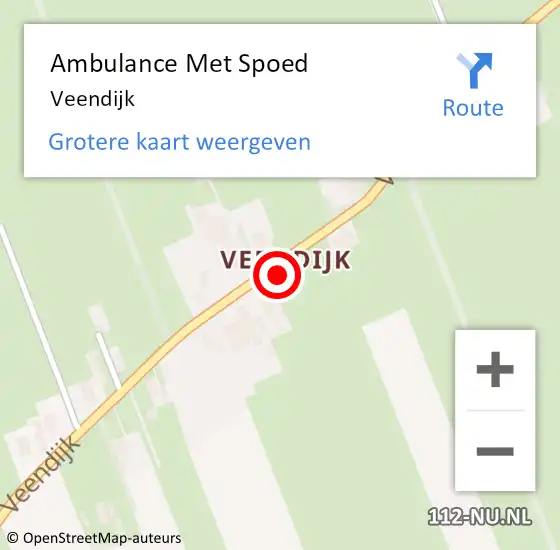 Locatie op kaart van de 112 melding: Ambulance Met Spoed Naar Veendijk op 5 juli 2018 15:37