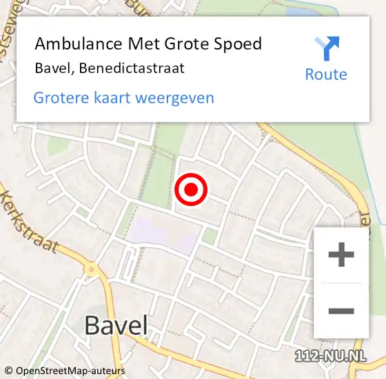 Locatie op kaart van de 112 melding: Ambulance Met Grote Spoed Naar Bavel, Benedictastraat op 5 juli 2018 17:04