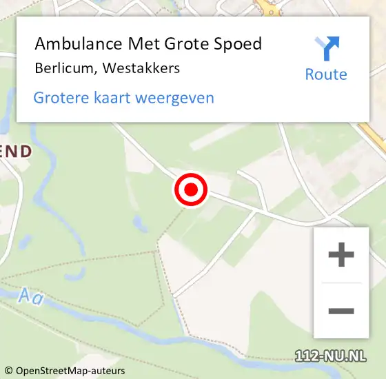 Locatie op kaart van de 112 melding: Ambulance Met Grote Spoed Naar Berlicum, Westakkers op 5 juli 2018 17:43