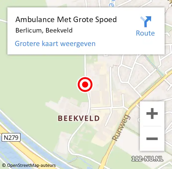 Locatie op kaart van de 112 melding: Ambulance Met Grote Spoed Naar Berlicum, Beekveld op 5 juli 2018 17:54