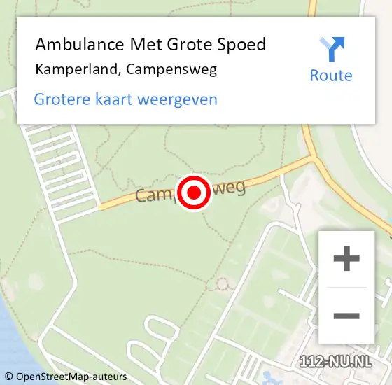 Locatie op kaart van de 112 melding: Ambulance Met Grote Spoed Naar Kamperland, Campensweg op 5 juli 2018 18:16