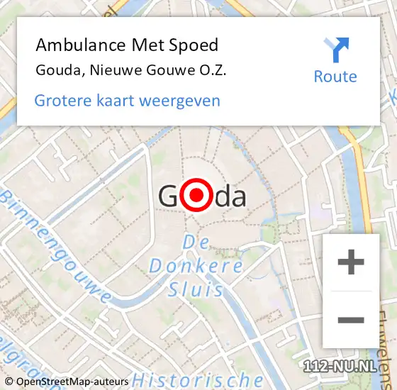 Locatie op kaart van de 112 melding: Ambulance Met Spoed Naar Gouda, Nieuwe Gouwe O.Z. op 5 juli 2018 18:26