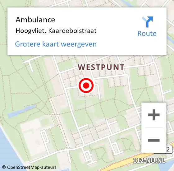 Locatie op kaart van de 112 melding: Ambulance Hoogvliet, Kaardebolstraat op 5 juli 2018 18:45