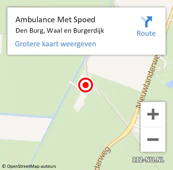 Locatie op kaart van de 112 melding: Ambulance Met Spoed Naar Den Burg, Waal en Burgerdijk op 5 juli 2018 18:58