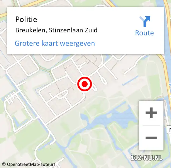 Locatie op kaart van de 112 melding: Politie Breukelen, Stinzenlaan Zuid op 5 juli 2018 19:08