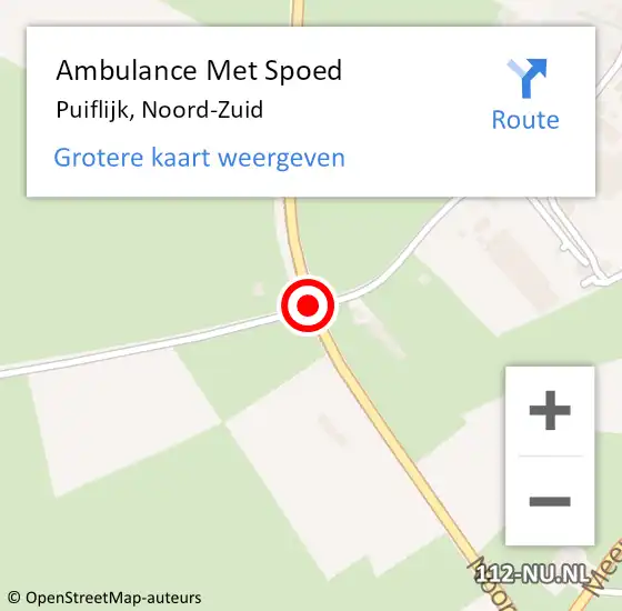 Locatie op kaart van de 112 melding: Ambulance Met Spoed Naar Puiflijk, Noord-Zuid op 5 juli 2018 19:35