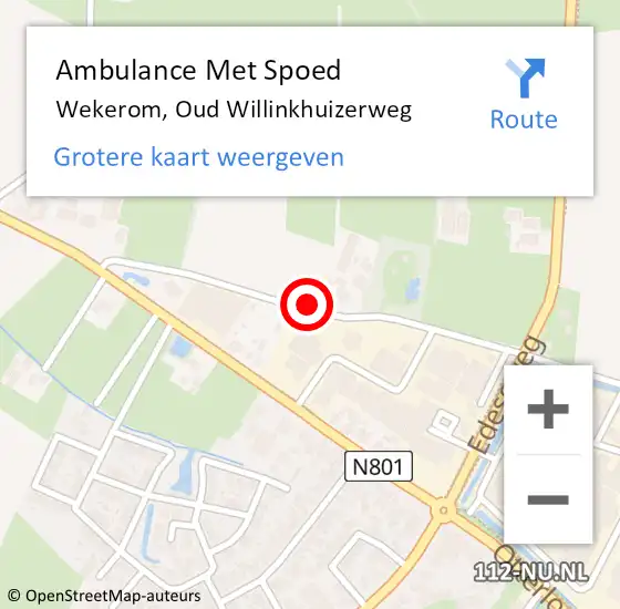 Locatie op kaart van de 112 melding: Ambulance Met Spoed Naar Wekerom, Oud Willinkhuizerweg op 5 juli 2018 19:45