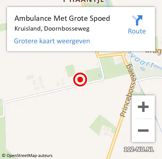 Locatie op kaart van de 112 melding: Ambulance Met Grote Spoed Naar Kruisland, Doornbosseweg op 1 maart 2014 23:17