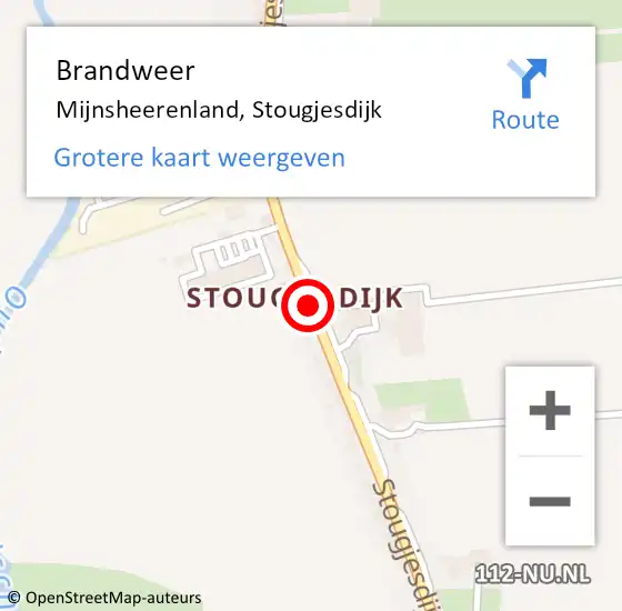 Locatie op kaart van de 112 melding: Brandweer Mijnsheerenland, Stougjesdijk op 5 juli 2018 20:04