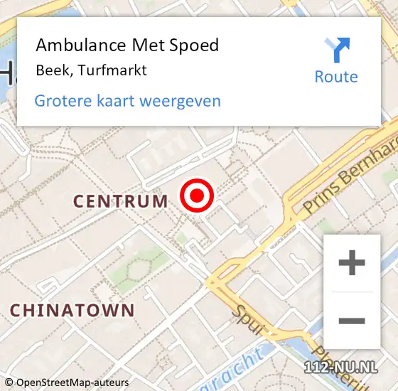 Locatie op kaart van de 112 melding: Ambulance Met Spoed Naar Beek, Turfmarkt op 5 juli 2018 20:15