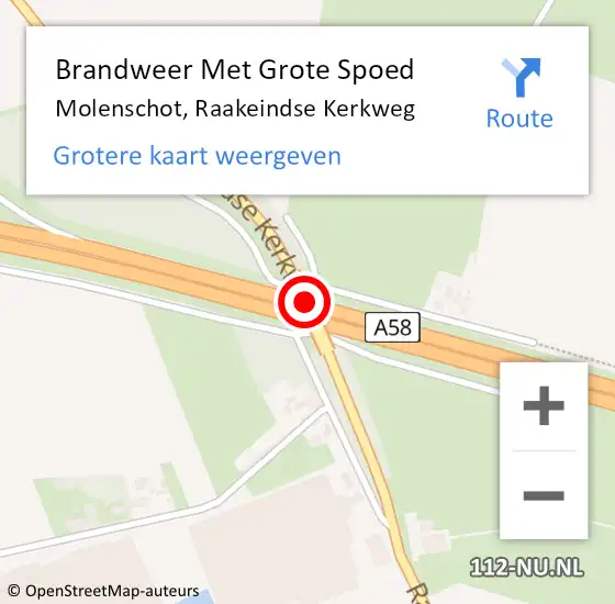 Locatie op kaart van de 112 melding: Brandweer Met Grote Spoed Naar Molenschot, Raakeindse Kerkweg op 5 juli 2018 20:32