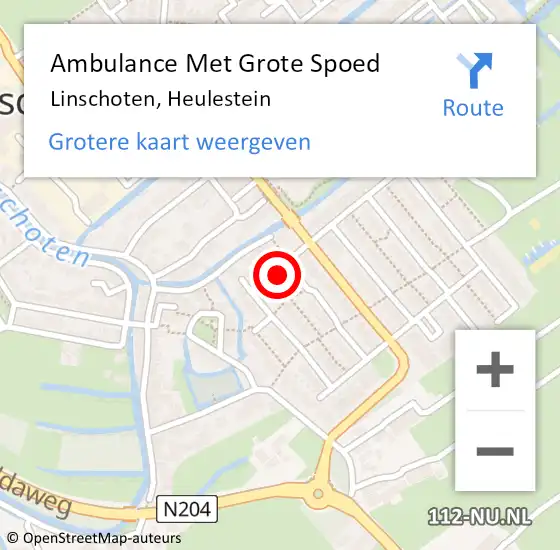 Locatie op kaart van de 112 melding: Ambulance Met Grote Spoed Naar Linschoten, Heulestein op 5 juli 2018 20:49