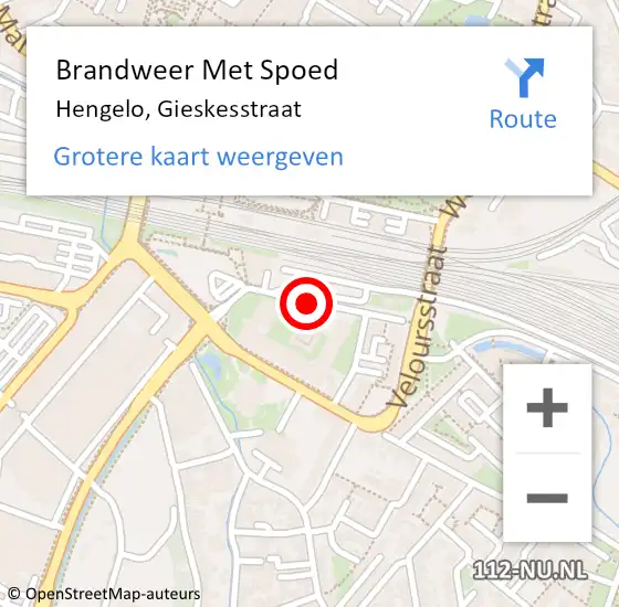 Locatie op kaart van de 112 melding: Brandweer Met Spoed Naar Hengelo, Gieskesstraat op 5 juli 2018 21:05