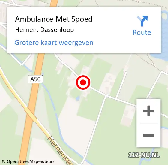 Locatie op kaart van de 112 melding: Ambulance Met Spoed Naar Hernen, Dassenloop op 5 juli 2018 21:32