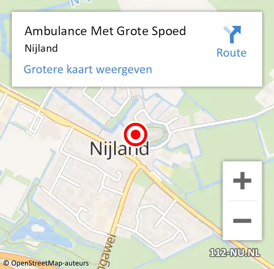 Locatie op kaart van de 112 melding: Ambulance Met Grote Spoed Naar Nijland op 5 juli 2018 21:55