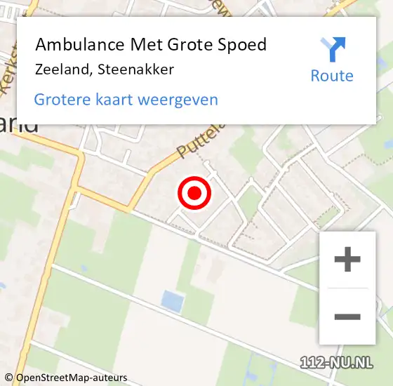 Locatie op kaart van de 112 melding: Ambulance Met Grote Spoed Naar Zeeland, Steenakker op 5 juli 2018 22:36