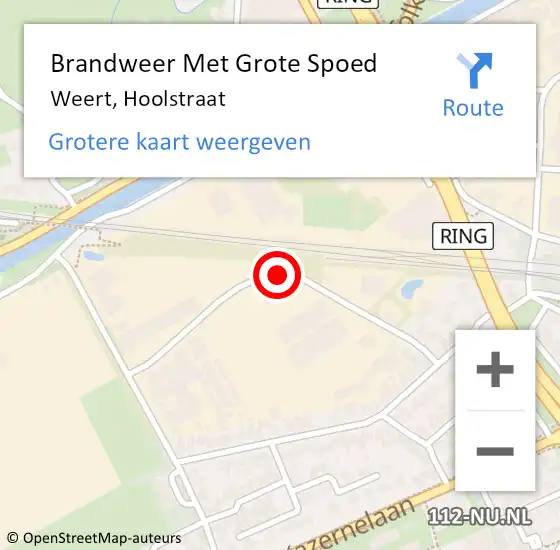 Locatie op kaart van de 112 melding: Brandweer Met Grote Spoed Naar Weert, Hoolstraat op 5 juli 2018 22:38