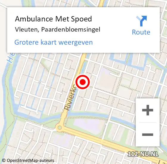 Locatie op kaart van de 112 melding: Ambulance Met Spoed Naar Vleuten, Paardenbloemsingel op 5 juli 2018 22:43